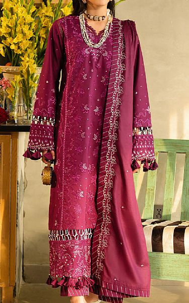 Sahane Raspberry Rose Lawn Suit | Pakistani Lawn Dress in USA- Image 1