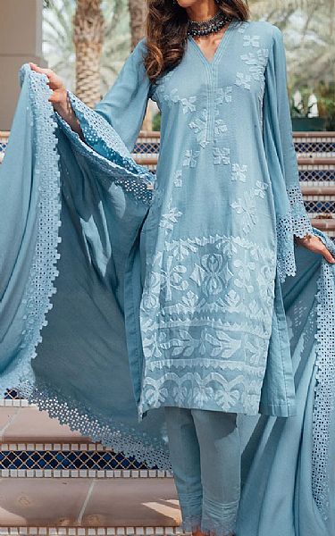 Saira Rizwan Baby Blue Karandi Suit | Pakistani Dresses in USA- Image 1