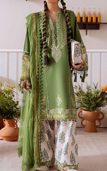Saira Rizwan Green Lawn Suit | Pakistani Lawn Dress in USA- Image 1