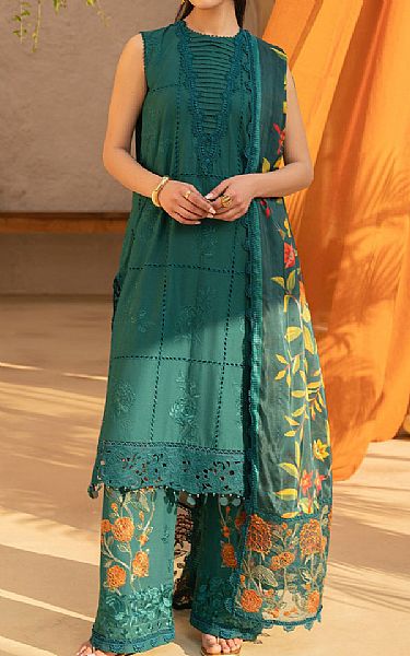 Saira Rizwan Green Lawn Suit | Pakistani Lawn Dress in USA- Image 1