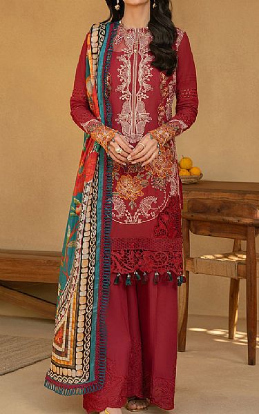 Saira Rizwan Red Lawn Suit | Pakistani Lawn Dress in USA- Image 1