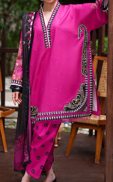 Saira Rizwan Hot Pink Lawn Suit | Pakistani Lawn Dress in USA- Image 2