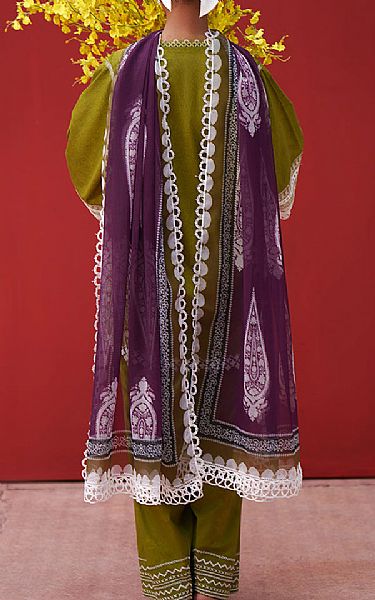 Saira Rizwan Olive Green Lawn Suit | Pakistani Lawn Dress in USA- Image 2