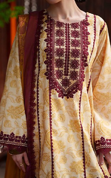 Saira Rizwan Off White/Mustard Lawn Suit | Pakistani Lawn Dress in USA- Image 2