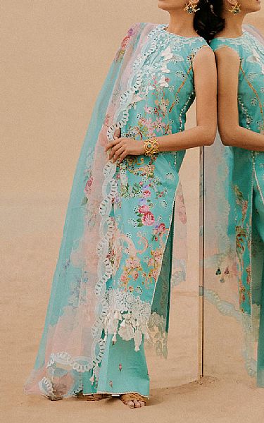 Saira Rizwan Aqua Lawn Suit | Pakistani Lawn Dress in USA- Image 1