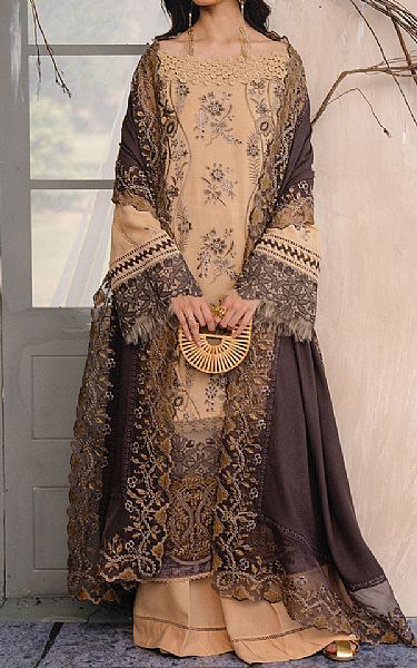 Saira Rizwan Beige Karandi Suit | Pakistani Winter Dresses in USA- Image 1