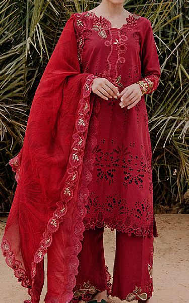Saira Rizwan Red Lawn Suit | Pakistani Lawn Dress in USA- Image 1