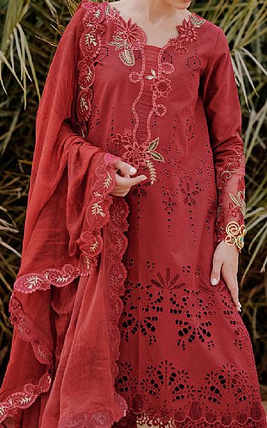 Saira Rizwan Red Lawn Suit | Pakistani Lawn Dress in USA- Image 2
