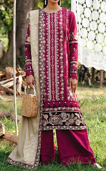 Saira Rizwan Crimson Khaddar Suit | Pakistani Winter Dresses in USA- Image 1