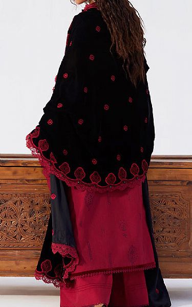 Saira Rizwan Vivid Burgundy Khaddar Suit | Pakistani Winter Dresses in USA- Image 2