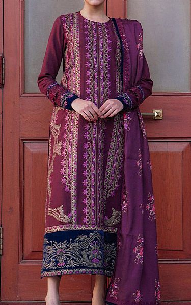 Saira Rizwan Plum Khaddar Suit | Pakistani Winter Dresses- Image 1
