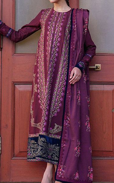 Saira Rizwan Plum Khaddar Suit | Pakistani Winter Dresses- Image 2