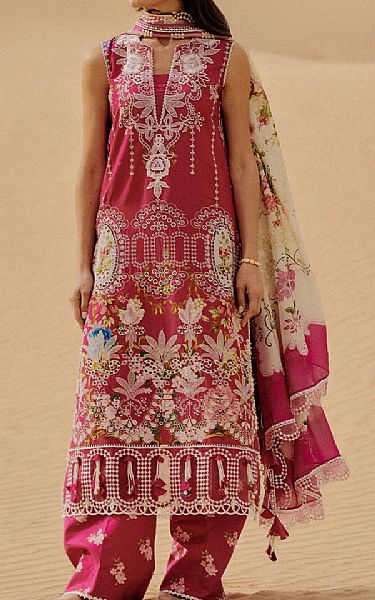 Saira Rizwan Hot Pink Lawn Suit | Pakistani Lawn Dress in USA- Image 1