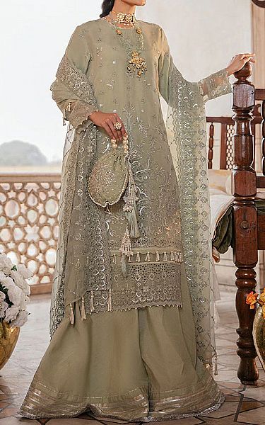 Pistachio Green Organza Suit | Salitex Pakistani Chiffon Dresses