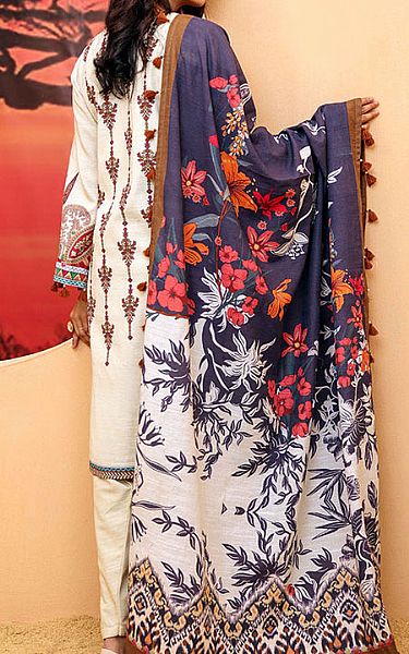 Salitex Off-white Khaddar Suit | Pakistani Dresses in USA- Image 2