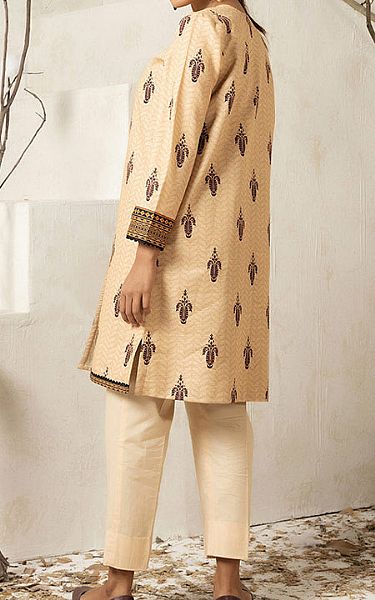 Salitex Sand Gold Khaddar Kurti | Pakistani Winter Dresses- Image 2