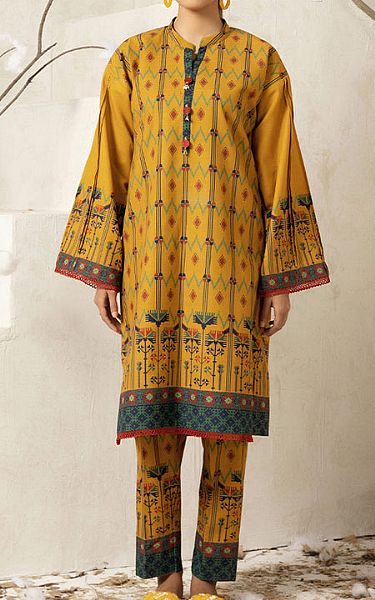 Salitex Mustard Khaddar Kurti | Pakistani Winter Dresses- Image 1