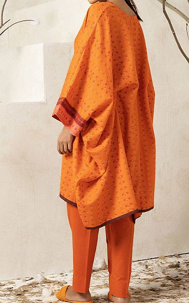 Salitex Safety Orange Khaddar Kurti | Pakistani Winter Dresses- Image 2