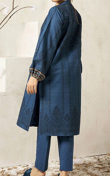 Salitex Denim Blue Khaddar Kurti | Pakistani Winter Dresses- Image 2