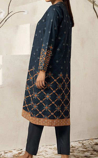 Salitex Prussian Blue Khaddar Kurti | Pakistani Winter Dresses- Image 2