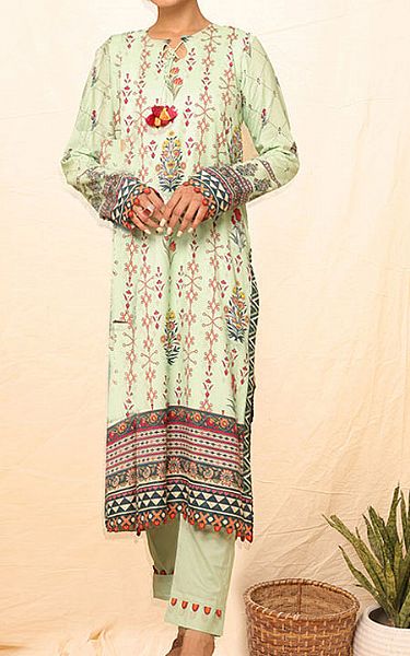 Salitex Light Green Linen Suit (2 Pcs) | Pakistani Winter Dresses- Image 1