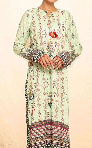 Salitex Light Green Linen Suit (2 Pcs) | Pakistani Winter Dresses- Image 2