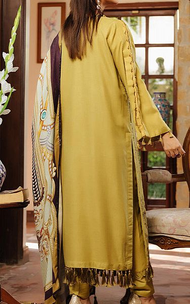 Salitex Jasmine Yellow Leather Suit | Pakistani Winter Dresses- Image 2