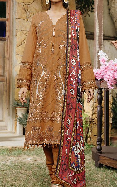 Salitex Bronze Leather Suit | Pakistani Winter Dresses- Image 1