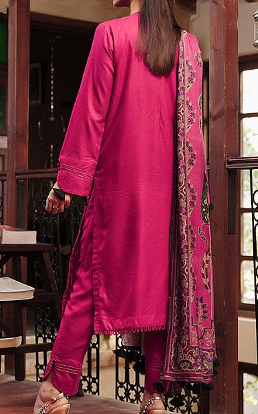 Salitex Magenta Leather Suit | Pakistani Winter Dresses- Image 2