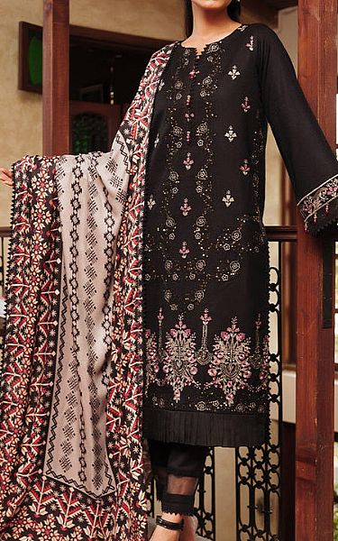 Salitex Black Leather Suit | Pakistani Winter Dresses- Image 1