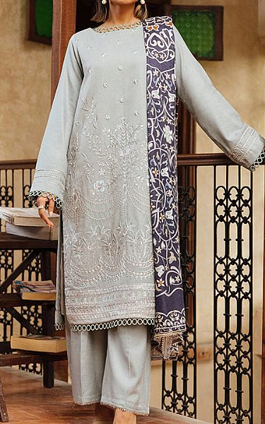 Light Grey Leather Suit | Salitex Pakistani Winter Dresses