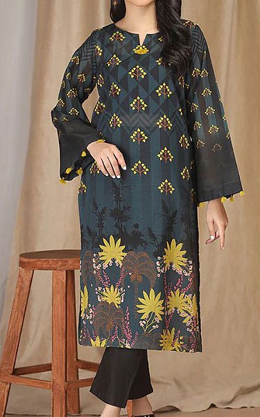Salitex Black/Blue Lawn Kurti | Pakistani Dresses in USA- Image 1
