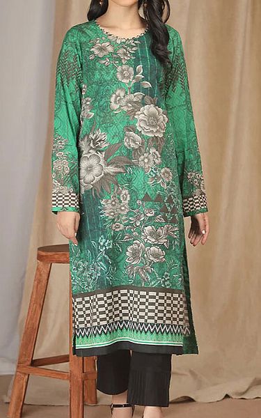 Salitex Emerald Green Lawn Kurti | Pakistani Dresses in USA- Image 1