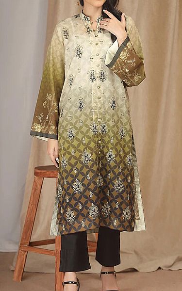 Salitex Off-white/Brown Lawn Kurti | Pakistani Dresses in USA- Image 1