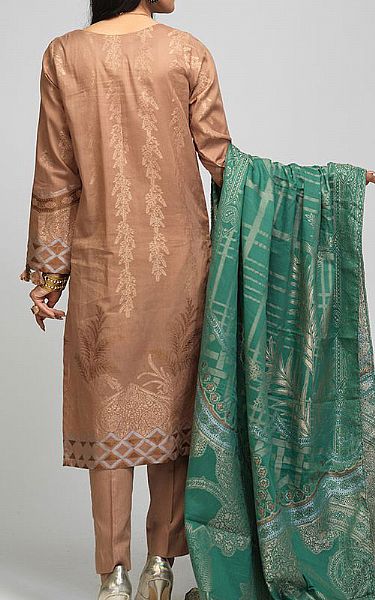 Salitex Fallow Brown Jacquard Suit | Pakistani Dresses in USA- Image 2