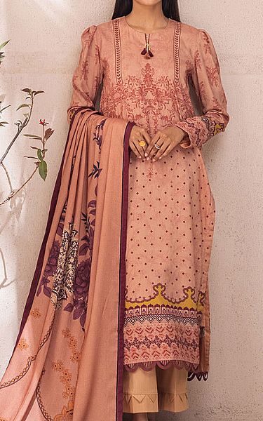 Salitex Peach Linen Suit | Pakistani Winter Dresses- Image 1