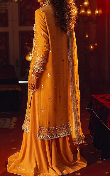 Salitex Mustard Chiffon Suit | Pakistani Embroidered Chiffon Dresses- Image 2
