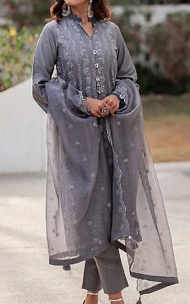 Salitex Grey Lawn Suit | Pakistani Lawn Dress in USA- Image 2