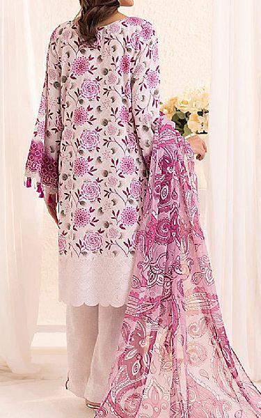Salitex Off White/Floral Pink Lawn Suit | Pakistani Lawn Dress in USA- Image 2