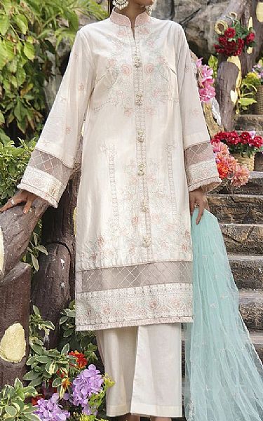 Salitex White Cambric Suit | Pakistani Winter Dresses in USA- Image 1