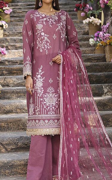 Salitex Dark Mauve Cambric Suit | Pakistani Winter Dresses in USA- Image 1