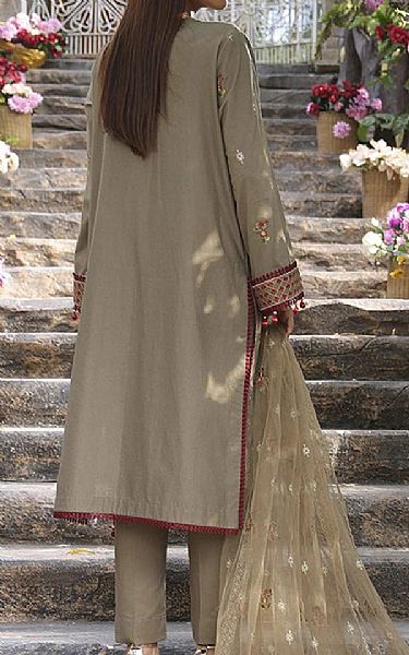 Salitex Pale Oyster Cambric Suit | Pakistani Winter Dresses in USA- Image 2