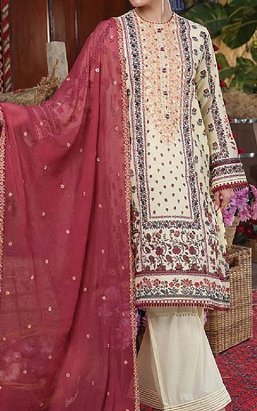 Salitex Off White Cambric Suit | Pakistani Winter Dresses in USA- Image 1