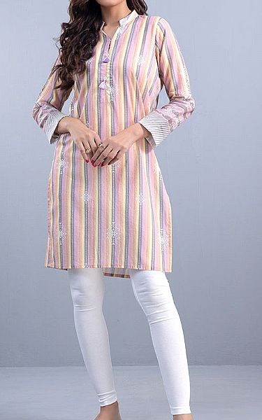 Salitex Pink/Grey Lawn Kurti | Pakistani Lawn Suits- Image 1
