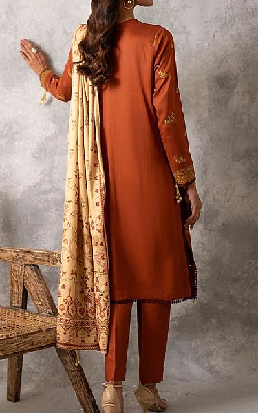 Salitex Bright Orange Cottel Suit | Pakistani Winter Dresses in USA- Image 2
