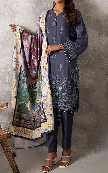 Salitex Oxford Blue Cottel Suit | Pakistani Winter Dresses in USA- Image 1