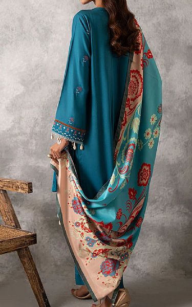Salitex Dark Turquoise Cottel Suit | Pakistani Winter Dresses in USA- Image 2