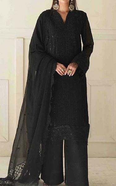 Salitex Black Chiffon Suit | Pakistani Embroidered Chiffon Dresses USA- Image 1