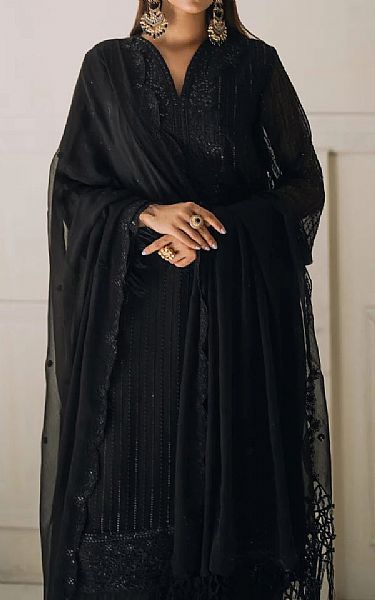 Salitex Black Chiffon Suit | Pakistani Embroidered Chiffon Dresses USA- Image 3