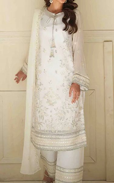 Salitex Off White Chiffon Suit | Pakistani Embroidered Chiffon Dresses USA- Image 1